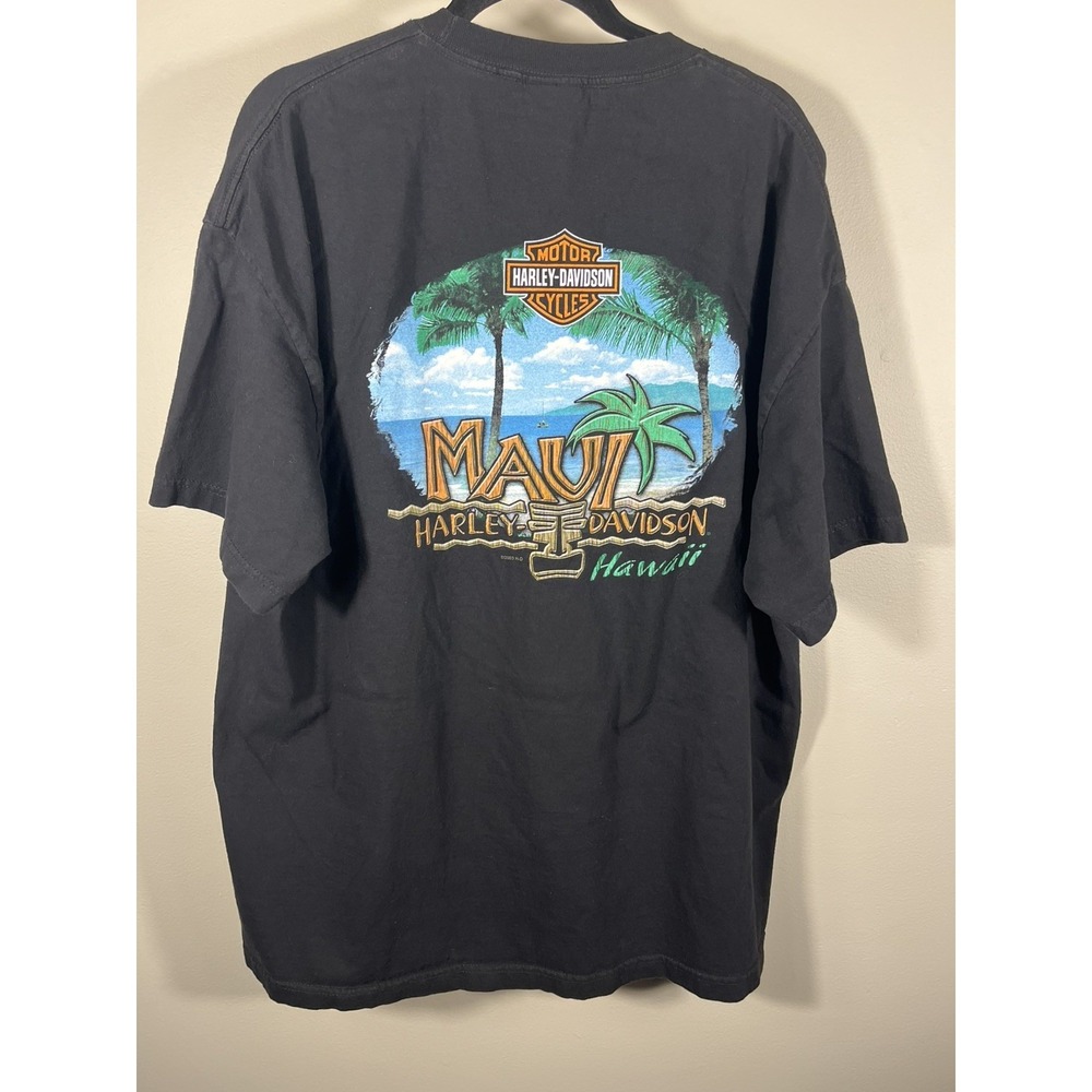 Vintage Y2K Harley Davidson Maui Hawaii Graphic Tee T-Shirt 2003 Size 2XL